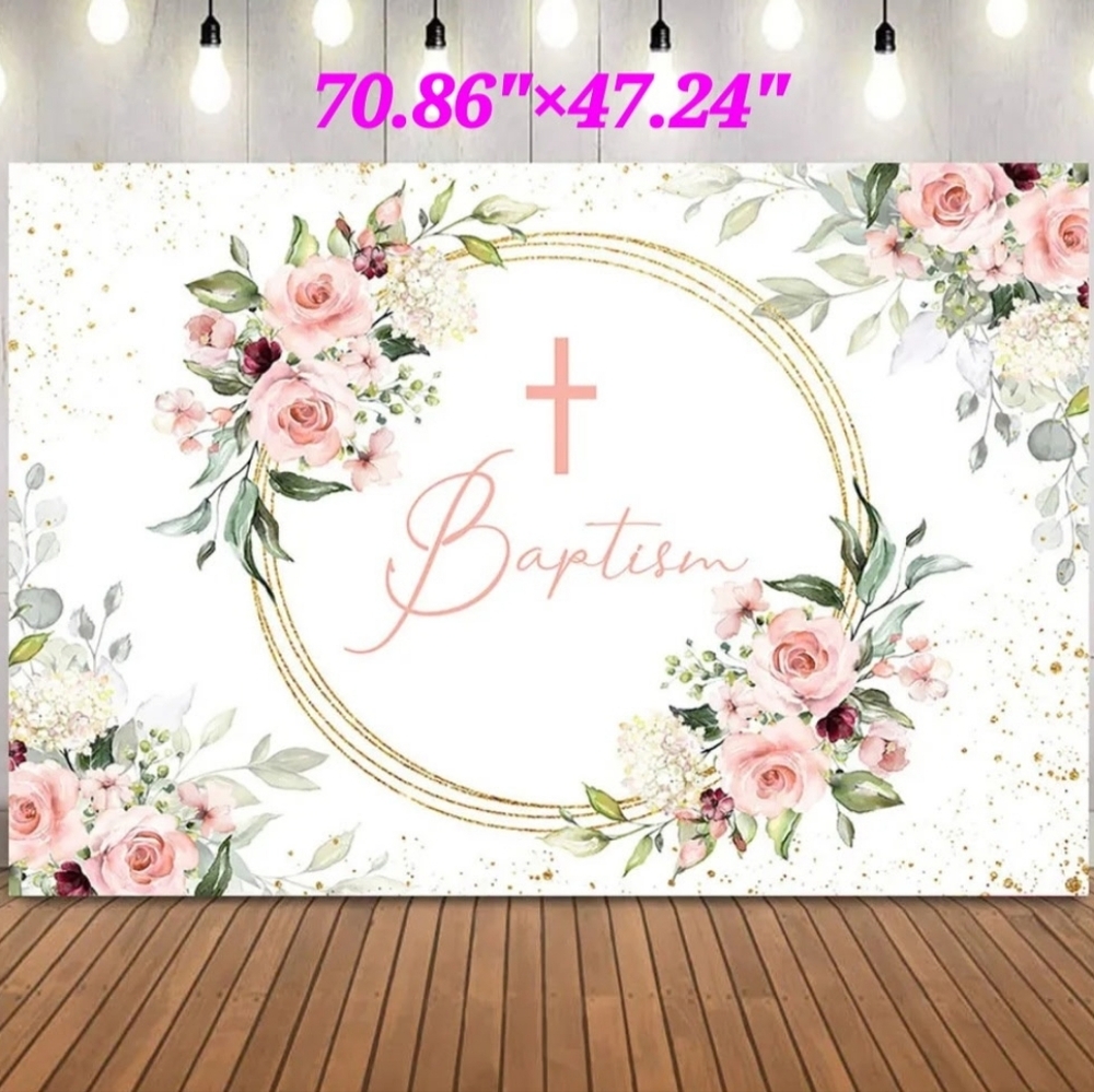 Baby Girl Baptism Backdrop And Banner